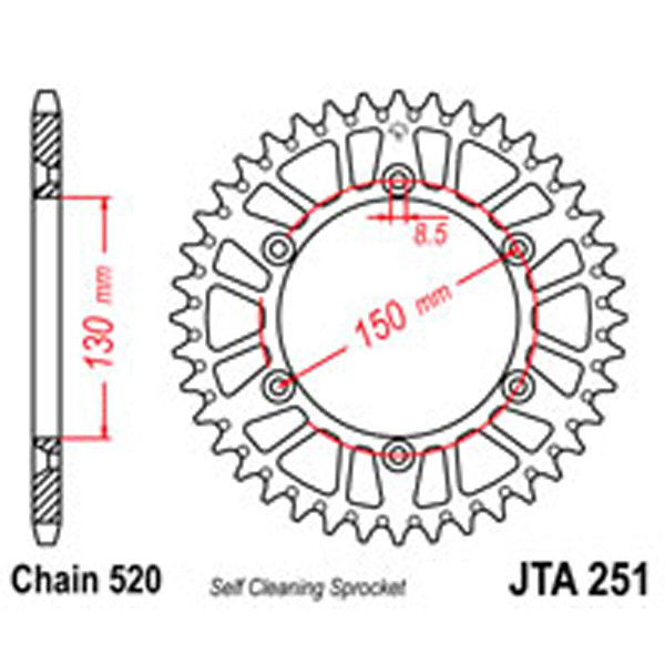 JT JT Rear Sprockets R/W 251-51SC Alloy